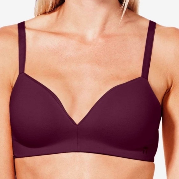 NWT Tommy John Cool Cotton Lightly Lined Wireless Bra in Winetasting - Picture 1 of 5